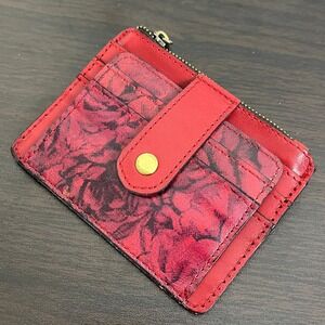 Patricia Nash Cassis ID Wallet RFID Tooled Red Black Floral Leather